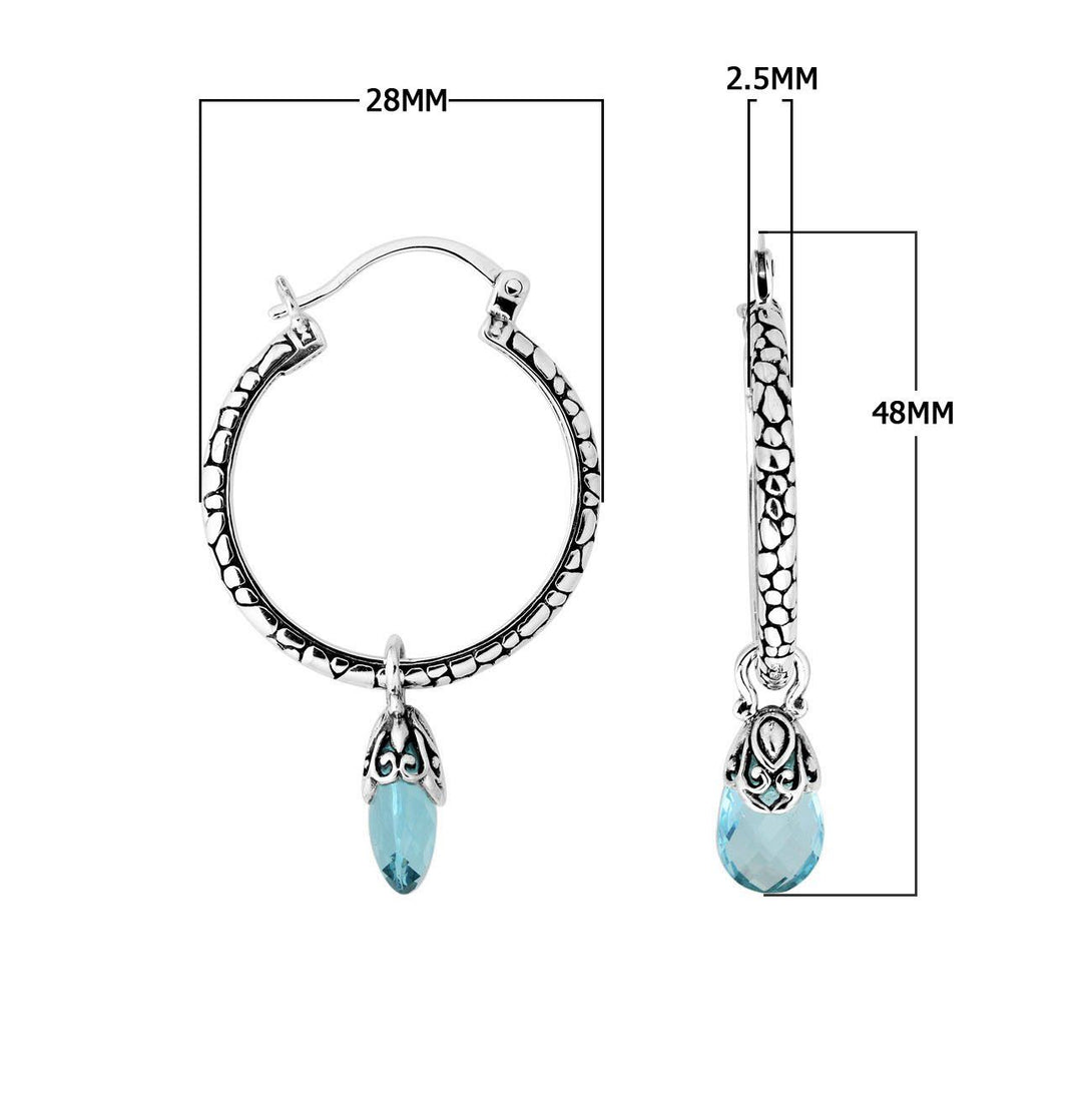 AE-9003-BT Sterling Silver Earring With Blue Topaz Q. Jewelry Bali Designs Inc 
