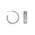 Wholesale Sterling Silver Rope And Scroll Pattern Half-Hoop Earrings With Oxidized Finish