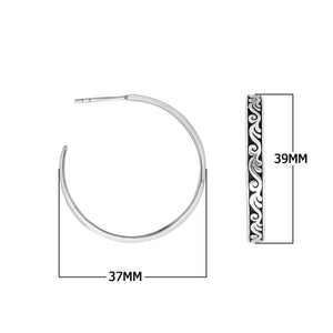 Wholesale Sterling Silver Slim Hoop Earrings With Swirl Engraving And Oxidized Balinese Finish