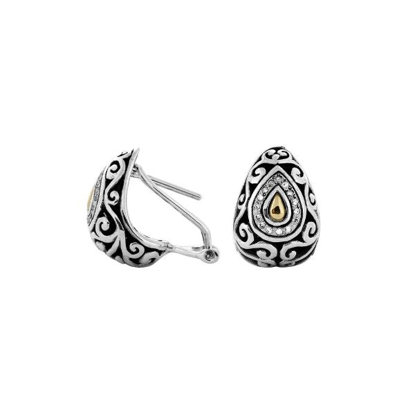 AEG-8039-DY Sterling Silver Earring With 18K Gold And Diamond Jewelry Bali Designs Inc 