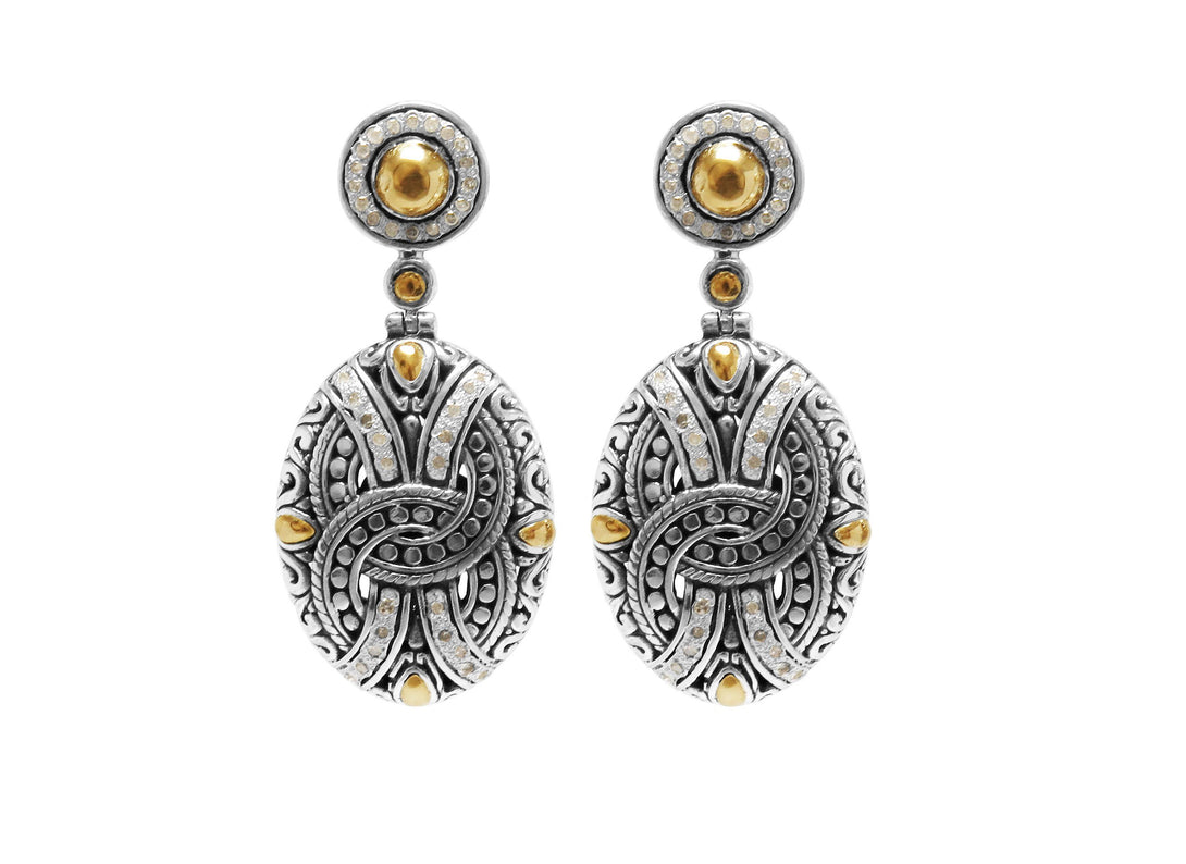 AEG-8040-DY Sterling Silver Earring With 18K Gold And Diamond Jewelry Bali Designs Inc 