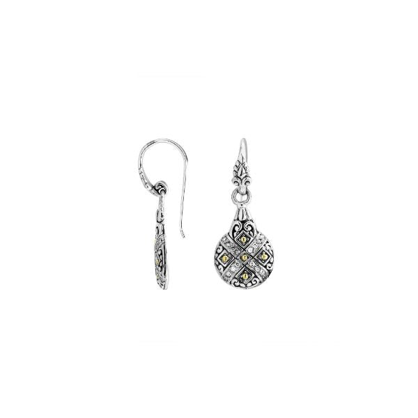 AEG-8054-DY Sterling Silver Earring With 18K Gold And Diamond Jewelry Bali Designs Inc 