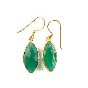 AEGF-2004-GO 18K Gold Overlay Earring With Green Onxy Jewelry Bali Designs Inc 