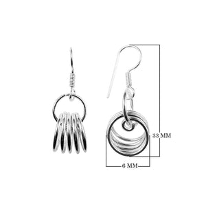 Silver Overlay Over Copper Multi-Ring Spiral Dangle Earrings