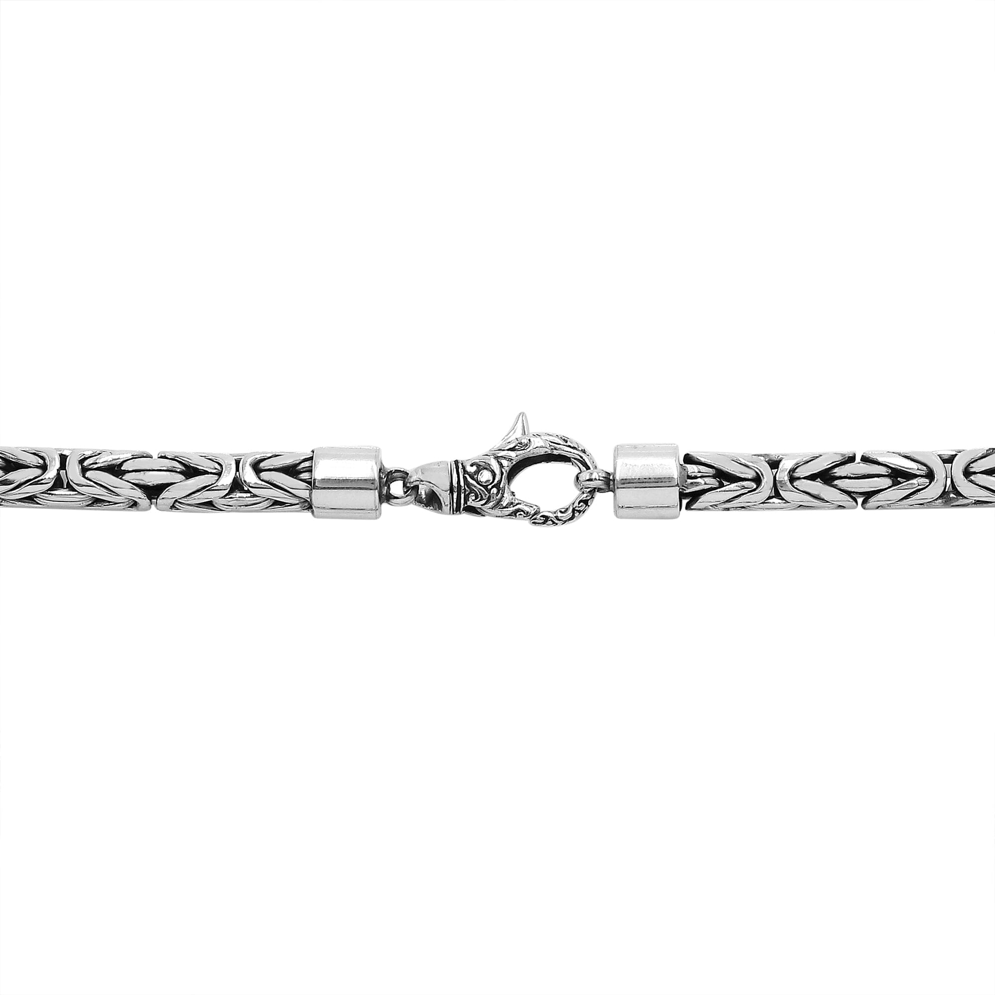 "Wholesale sterling silver 30-inch Byzantine chain necklace, 10mm width with lobster clasp, handcrafted in Bali"