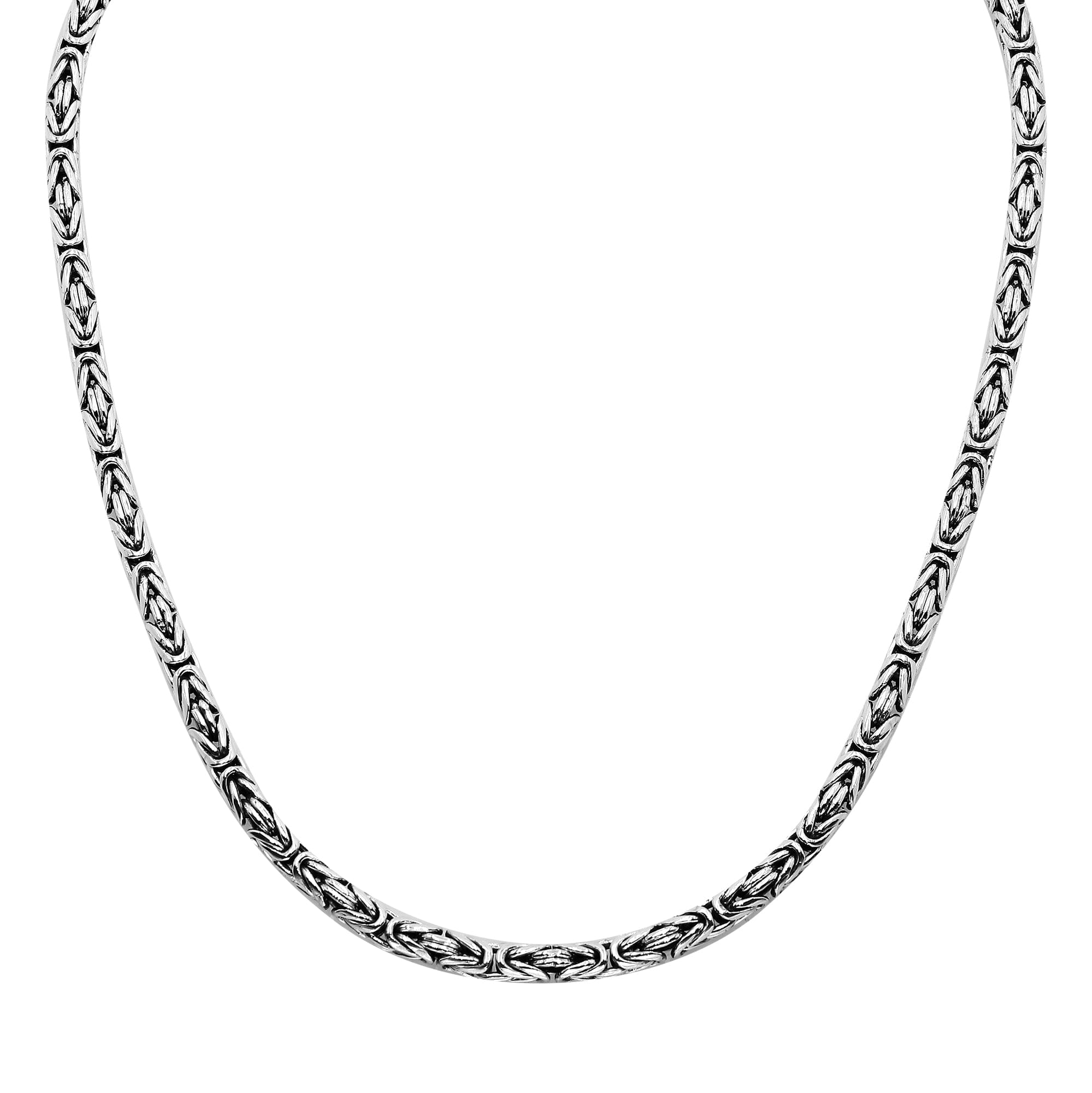 Sterling silver 5mm Balinese chain necklace with handwoven design and hook clasp