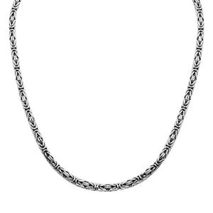 Sterling silver 5mm Balinese chain necklace with handwoven design and hook clasp