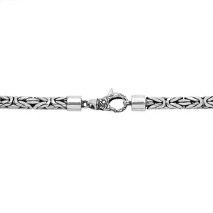 Sterling silver 8mm Balinese chain necklace with handwoven design and hook clasp