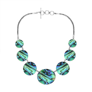 Wholesale sterling silver Abalone Shell statement necklace with Balinese handcrafted design.