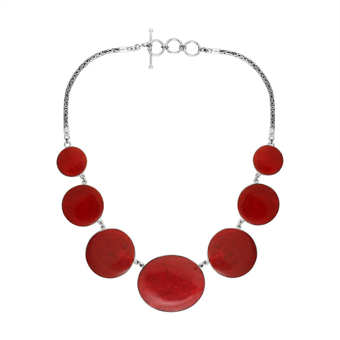 AN-1007-CR Sterling Silver Necklace With Coral Jewelry Bali Designs Inc 
