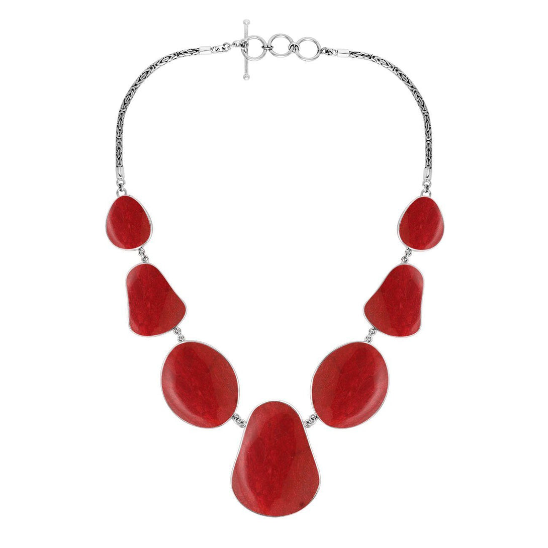 AN-1009-CR Sterling Silver Necklace With Coral Jewelry Bali Designs Inc 