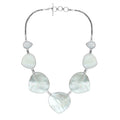 Wholesale sterling silver heart-shape Mother of Pearl necklace with Balinese handcrafted design.