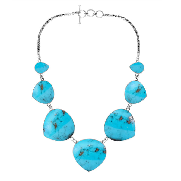 AN-1010-TQ Sterling Silver Necklace With Turquoise Jewelry Bali Designs Inc 