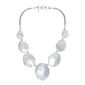 Wholesale sterling silver oval Mother of Pearl necklace with Balinese handcrafted design.