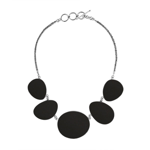AN-1014-SHB Sterling Silver Necklace With Black Shell Jewelry Bali Designs Inc 