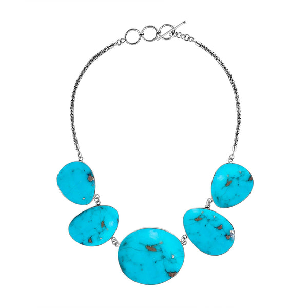 AN-1014-TQ Sterling Silver Necklace With Turquoise Jewelry Bali Designs Inc 