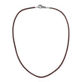 Wholesale brown braided leather necklace cord with sterling silver clasp, handcrafted in Bali