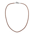Wholesale cognac brown braided leather necklace cord with sterling silver clasp, handcrafted in Bali
