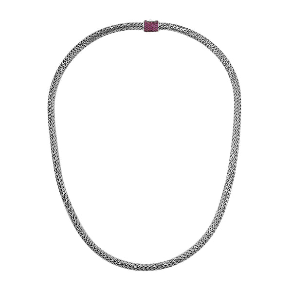 AN-1122-RB-20" Sterling Silver Necklace With Ruby Q. Jewelry Bali Designs Inc 