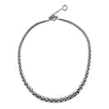 Wholesale sterling silver graduated chain necklace with handwoven design, oxidized-polished finish, and adjustable clasp, handcrafted in Bali.