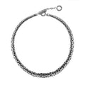 Wholesale sterling silver graduated woven chain necklace with oxidized-polished finish and adjustable clasp, handcrafted in Bali.