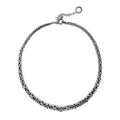 Wholesale sterling silver graduated round woven necklace with polished-oxidized finish and adjustable clasp, handcrafted in Bali.