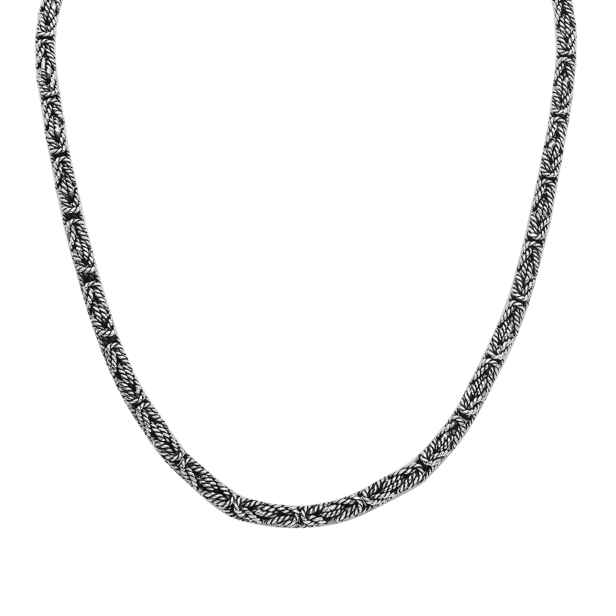 Wholesale 6MM sterling silver chain with lobster clasp, handcrafted Balinese weave design.