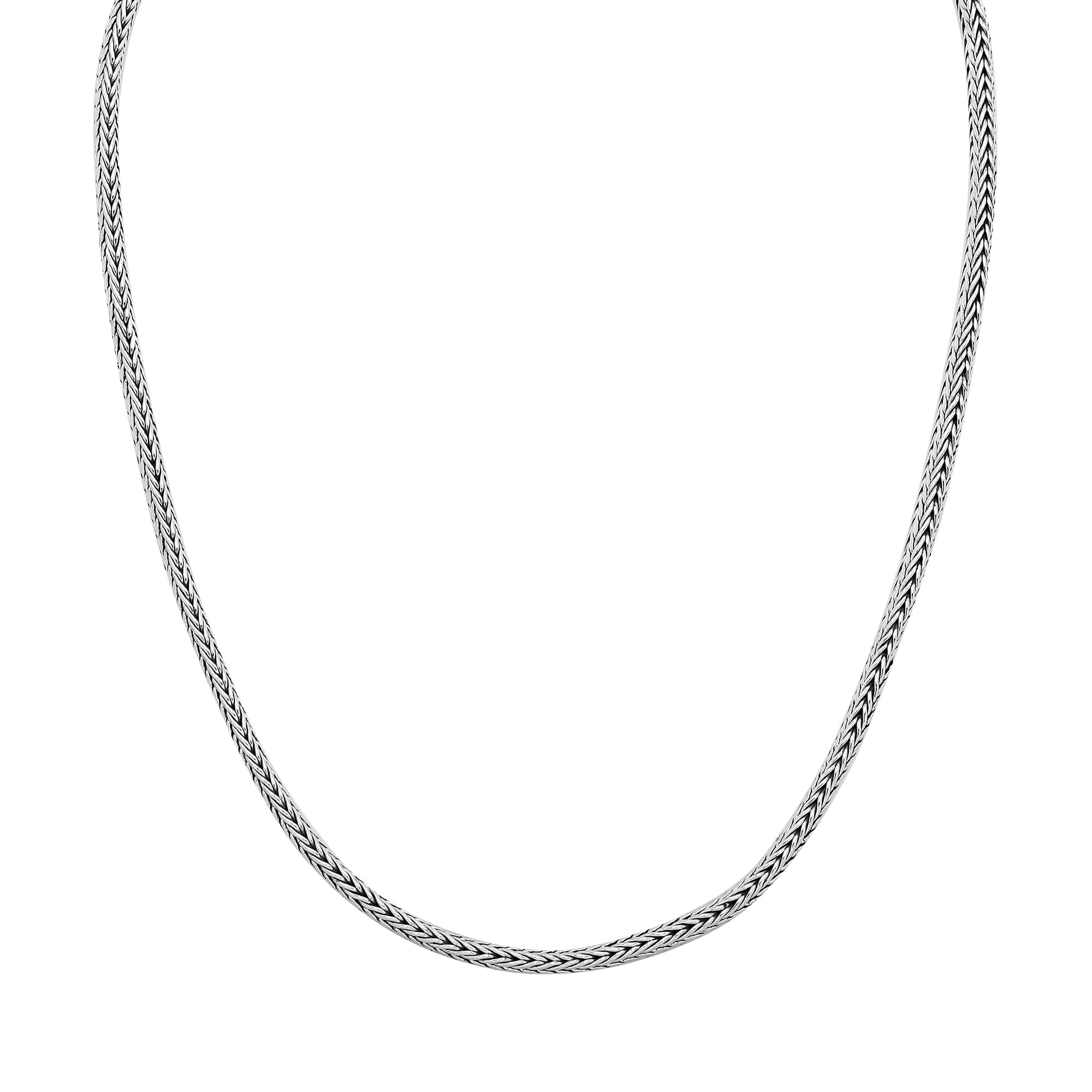 Wholesale 3x5 MM Sterling Silver woven chain with lobster lock, handcrafted in Bali.