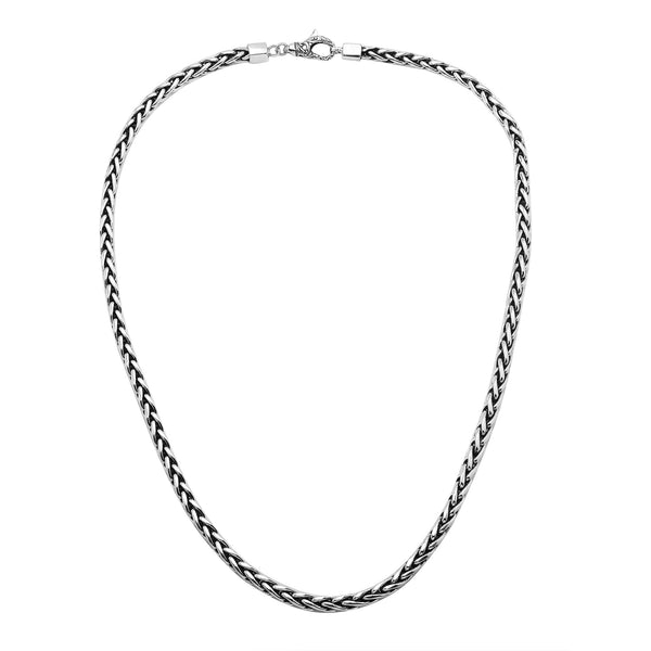 925 Sterling Silver 6MM woven chain necklace with lobster lock clasp handcrafted in Bali