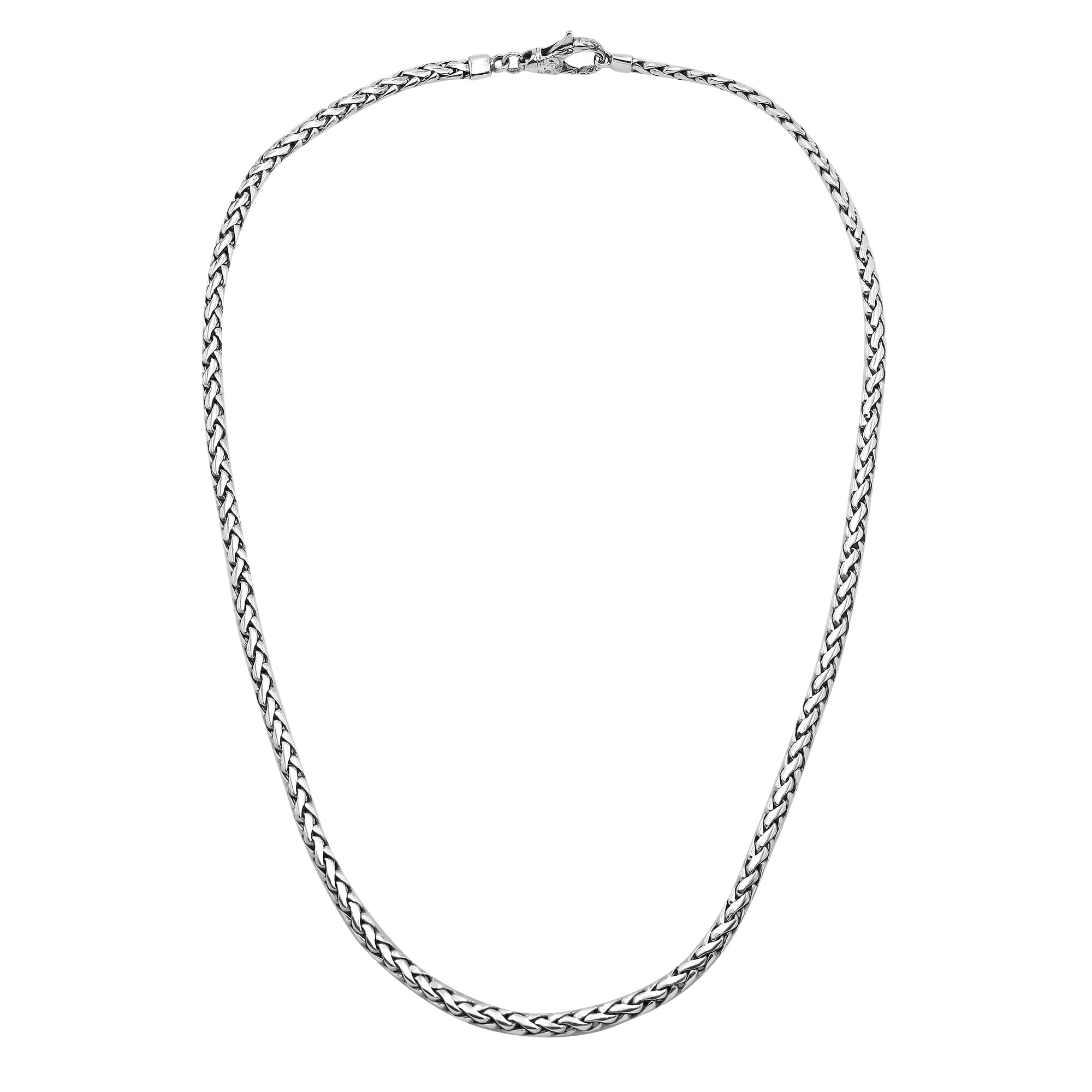925 Sterling Silver 3x5MM woven chain necklace with lobster lock clasp handcrafted in Bali
