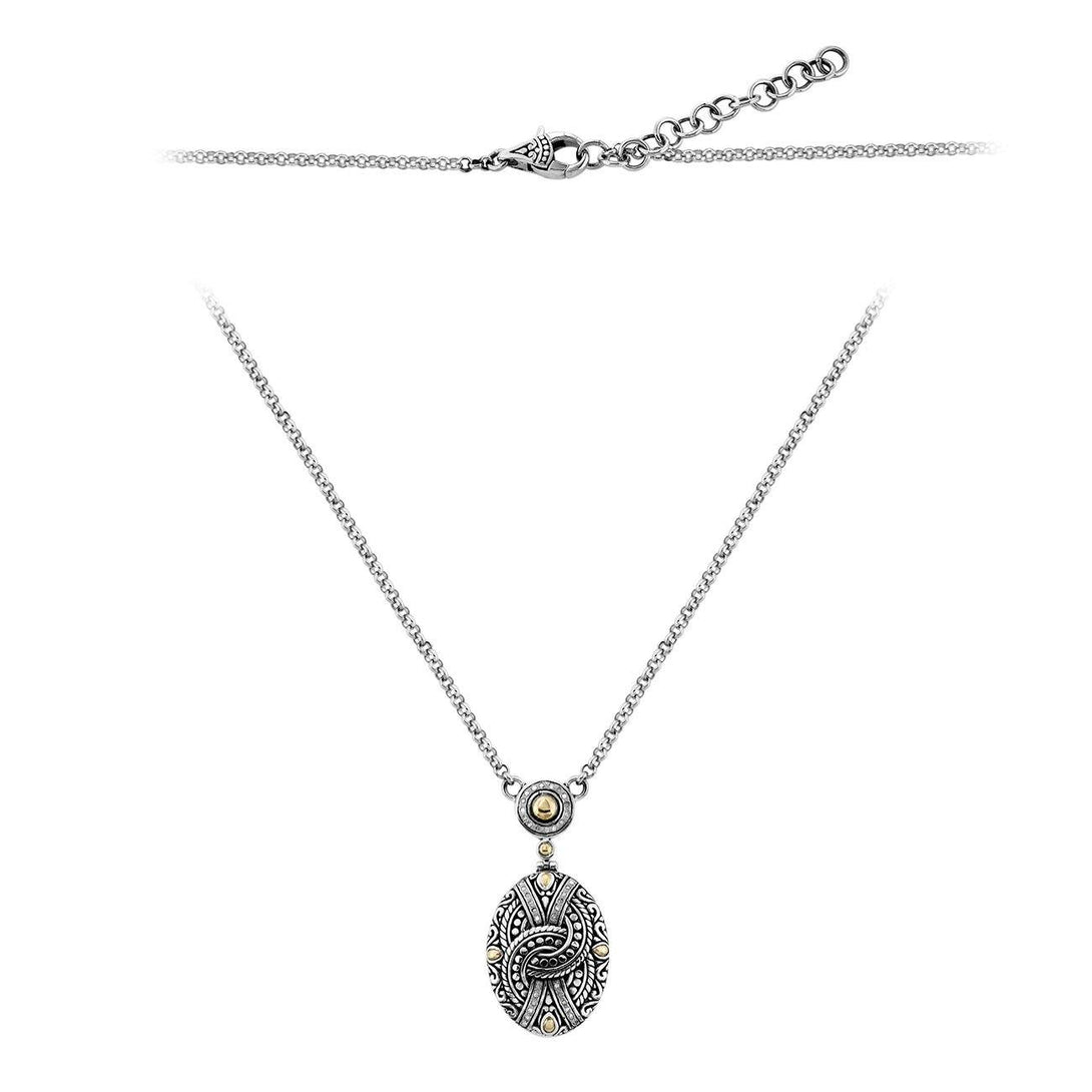 ANG-8040-DY Sterling Silver Pendant Chain With 18K Gold And Diamond Jewelry Bali Designs Inc 