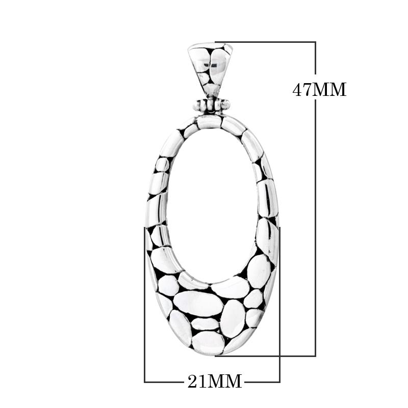 AP-1004-S Sterling Silver Delightful charming Oval Shape Pendant With Plain Silver Jewelry Bali Designs Inc 