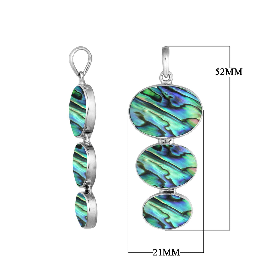 AP-1007-AB Sterling Silver Tripple Drop Pendant With Abalone Shell Jewelry Bali Designs Inc 