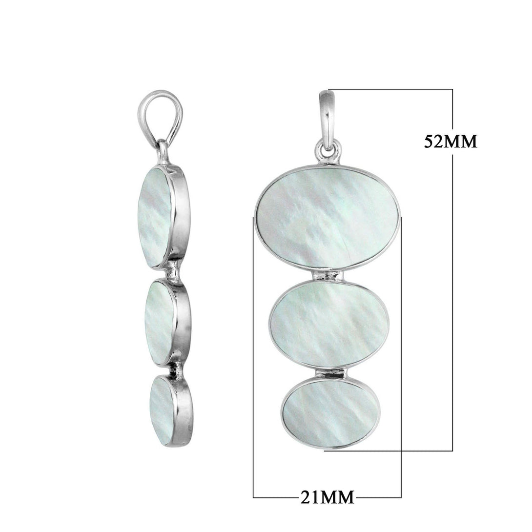 AP-1007-MOP Sterling Silver Tripple Drop Pendant With Mother of Pearl Jewelry Bali Designs Inc 