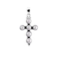 Sterling silver cross pendant with luminous freshwater pearls, handcrafted Bali jewelry available for wholesale purchase.