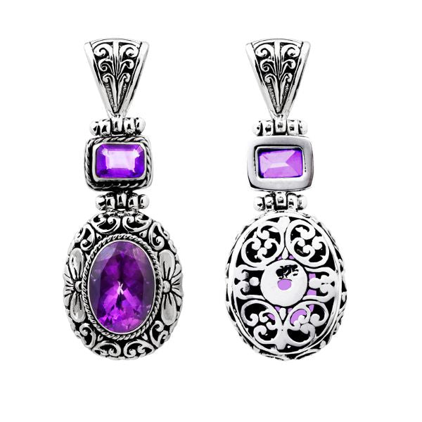 AP-1040-AM Sterling Silver Pendant With Amethyst Q. Jewelry Bali Designs Inc 