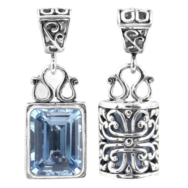 AP-1041-BT Sterling Silver Pendant With Blue Topaz Q. Jewelry Bali Designs Inc 