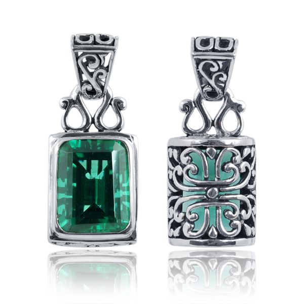 AP-1041-GQ Sterling Silver Pendant With Green Quartz Jewelry Bali Designs Inc 