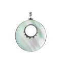 Wholesale sterling silver round Mother of Pearl pendant with center cut-out and Bali beaded detailing, handcrafted artisan gemstone jewelry for bulk orders.