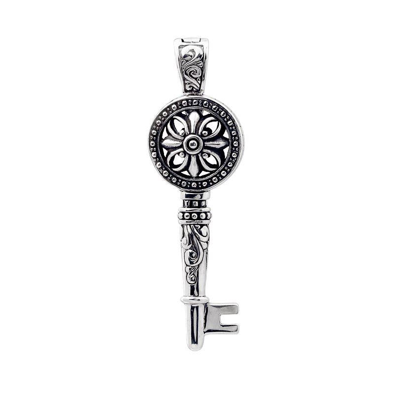 AP-1055-S Sterling Silver Delightful Pretty Designer Key Pendant With Plain Silver Jewelry Bali Designs Inc 