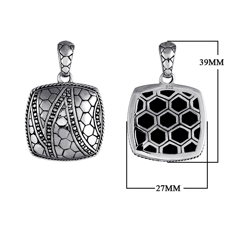 Wholesale sterling silver square pendant with honeycomb Bali design, handcrafted 925 silver jewelry for bulk orders