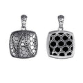 Wholesale sterling silver square pendant with honeycomb Bali design, handcrafted 925 silver jewelry for bulk orders