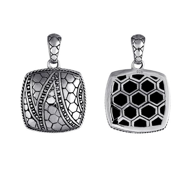 AP-1057-S Sterling Silver Square Shape Designer Pendant With Plain Silver Jewelry Bali Designs Inc 