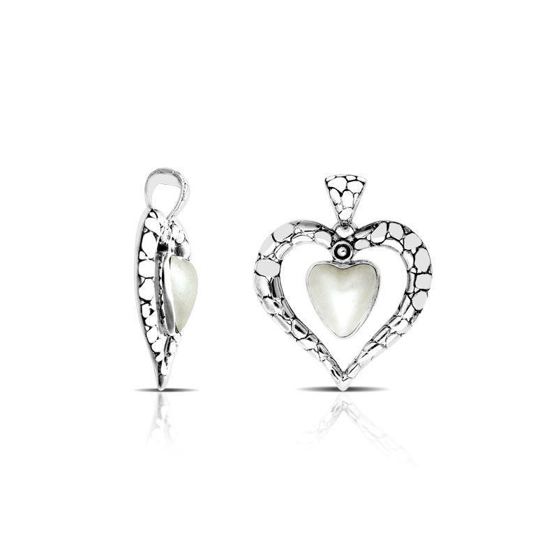 AP-1068-PE Sterling Silver Heart Shape Pendant With Pearl Jewelry Bali Designs Inc 