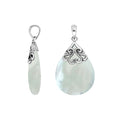 Wholesale sterling silver teardrop pendant with Mother of Pearl, handcrafted Bali scroll design 925 silver jewelry for bulk orders