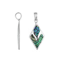 Wholesale sterling silver diamond-shaped pendant with Abalone Shell inlay, handcrafted Bali 925 silver jewelry for bulk orders