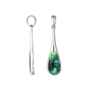 Wholesale sterling silver teardrop pendant with Abalone Shell inlay, handcrafted Bali 925 silver jewelry for bulk orders