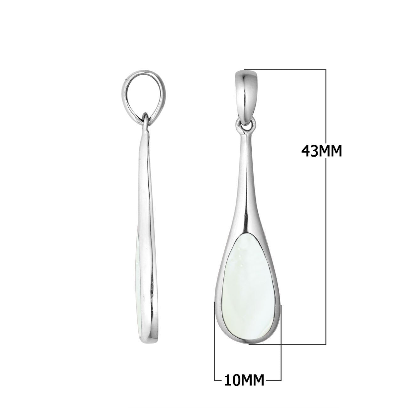 Wholesale sterling silver teardrop pendant with Mother of Pearl inlay, handcrafted Bali 925 silver jewelry for bulk orders