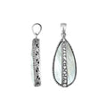 Wholesale sterling silver teardrop pendant with genuine Mother of Pearl inlay, handcrafted Bali jewelry for bulk buyers and boutiques.