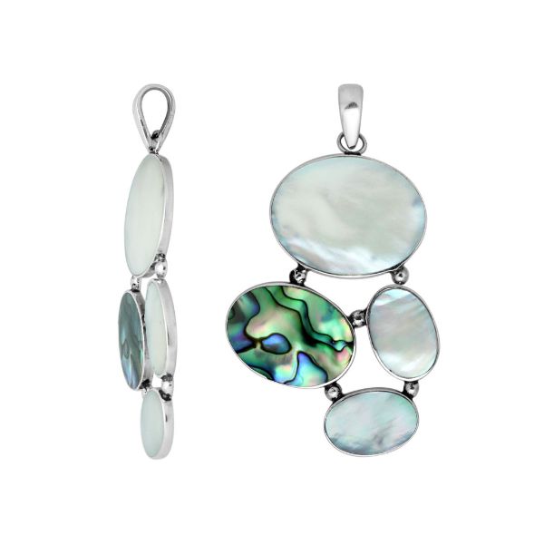 AP-1121-SH Sterling Silver Pendant With Shell And Abalone Shell Jewelry Bali Designs Inc 